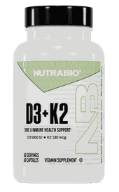 NutraBio Vitamin D3 K2 5000 IU D3 180 mcg K2